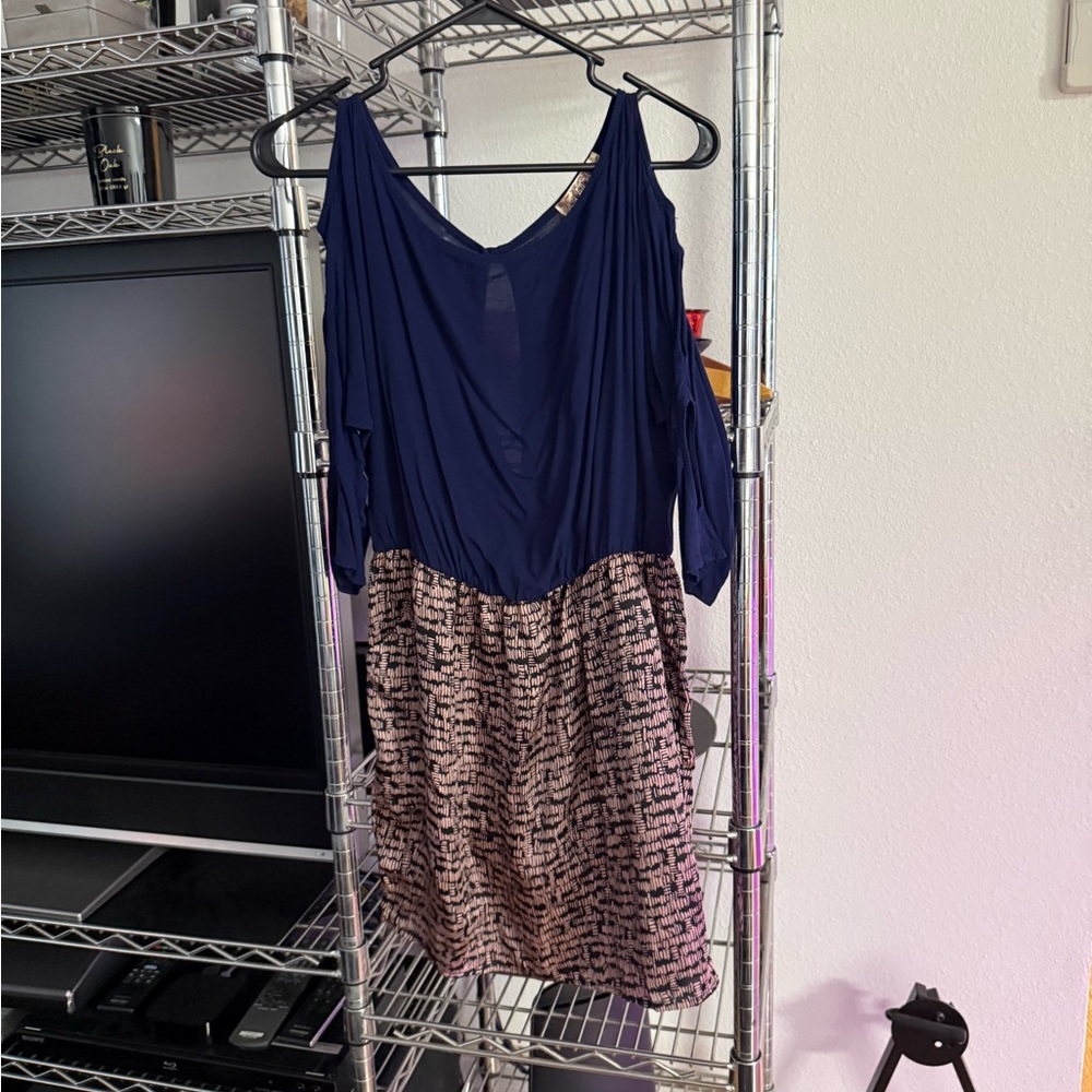 Pauln KC Navy and Copper Patterned Dress